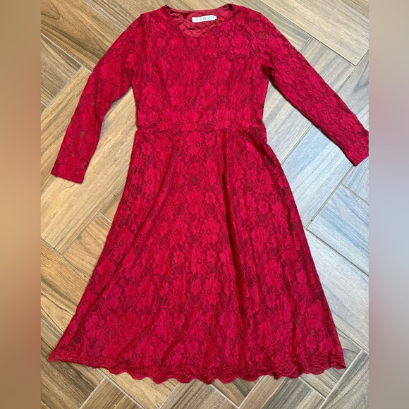 💜 2/$15 Little Red Dress long sleeves - Picture 1 of 10